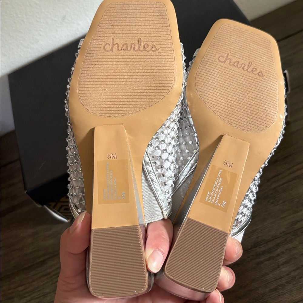 NIB [Charles by Charles David] Noolie Rhinestone Mesh Wedge Sandals Women’s 5 - Picture 11 of 13